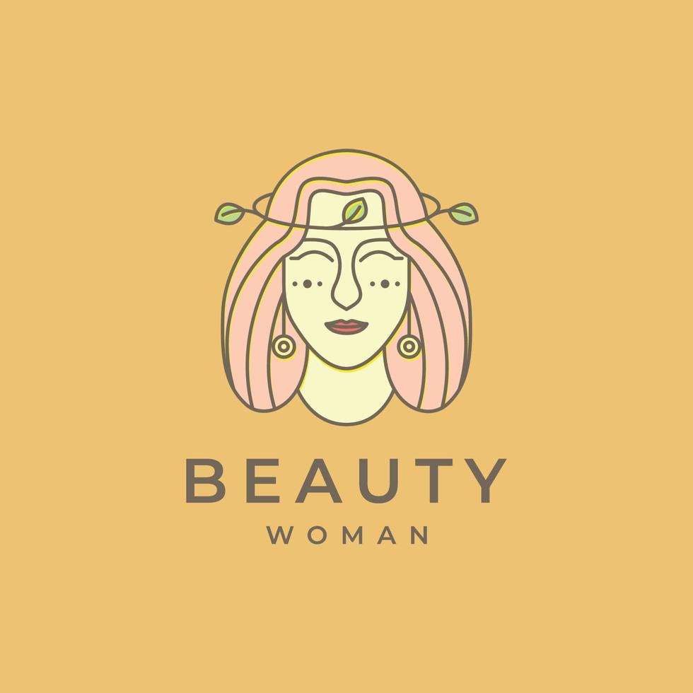 schoonheid vrouwelijk gezicht Grieks Dames oude minimaal logo ontwerp vector