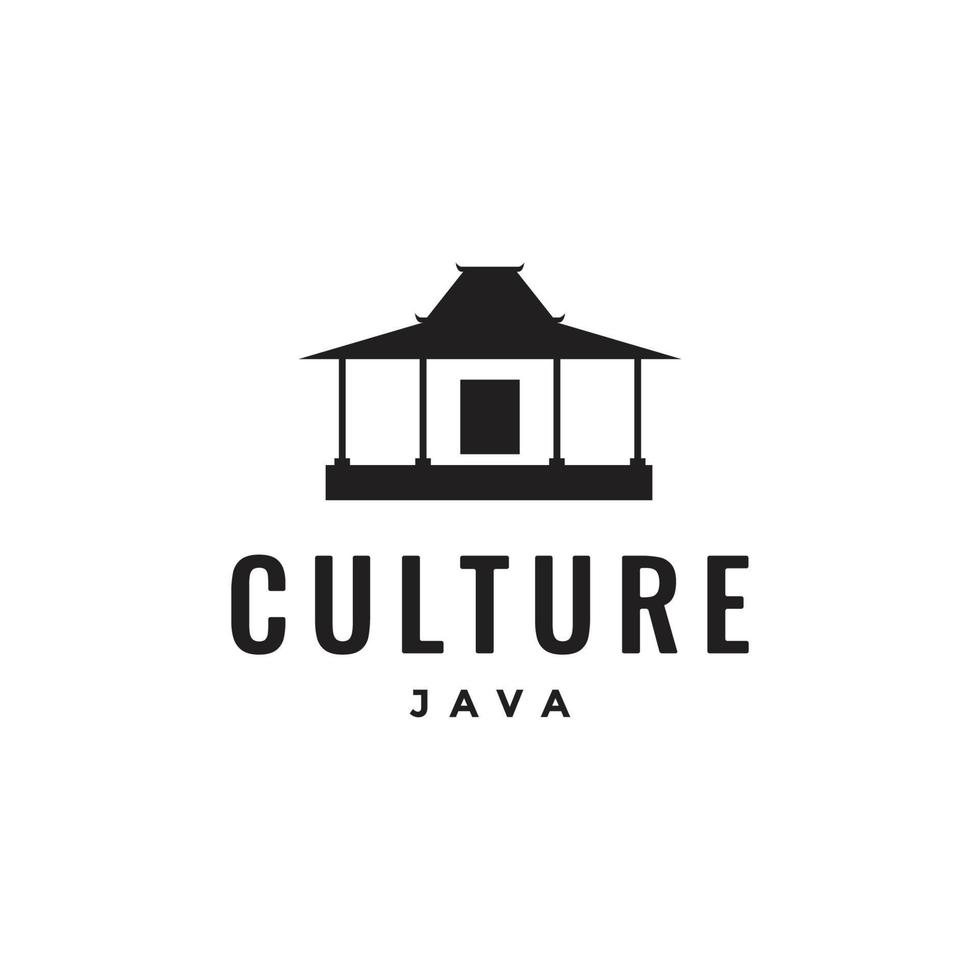 cultuur gebouw huis kom tot rust Java hout architect minimalistische traditioneel logo ontwerp vector