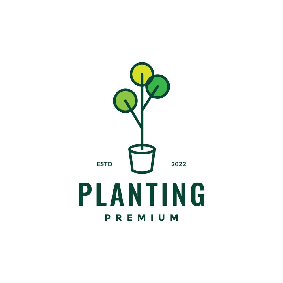 aanplant vaas potten tuinieren bloem meetkundig kleurrijk minimalistische logo ontwerp vector icoon illustratie