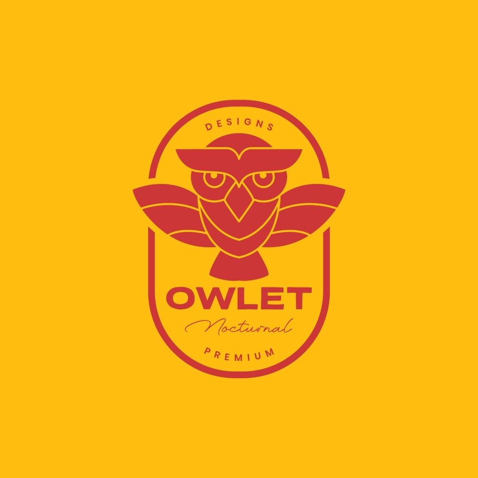 weinig owlet vliegend meetkundig vorm wijnoogst insigne logo ontwerp vector icoon illustratie