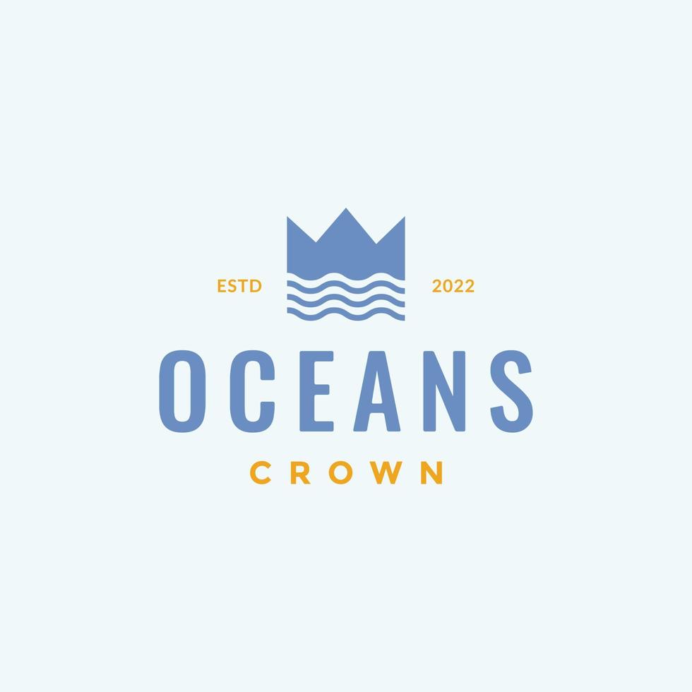 oceaan zee kroon koninkrijk gekleurde hipster logo ontwerp icoon vector illustratie