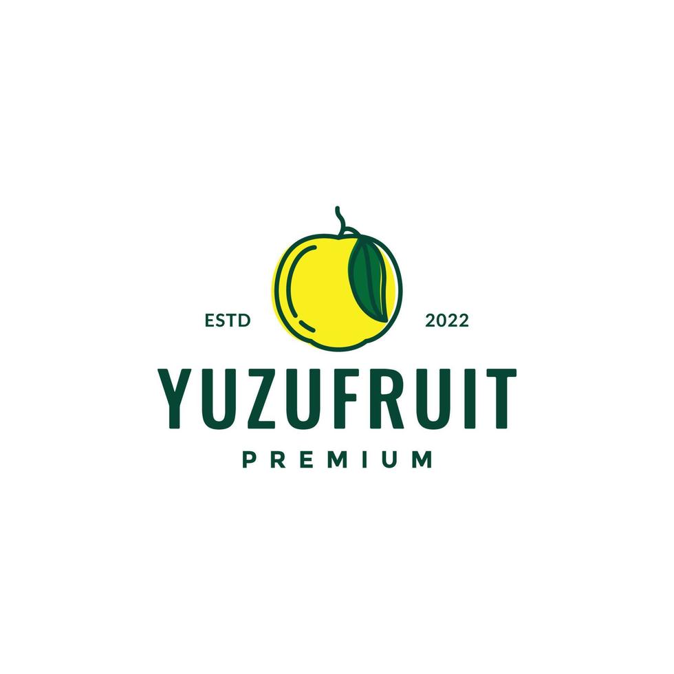 fruit vers yuzu oranje minimaal lijnen kunst logo ontwerp icoon vector illustratie