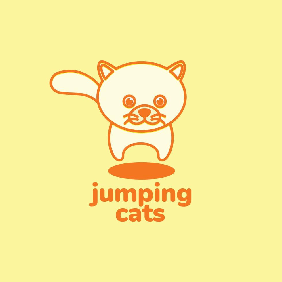 schattig mascotte kat dik jumping minimaal modern logo ontwerp vector