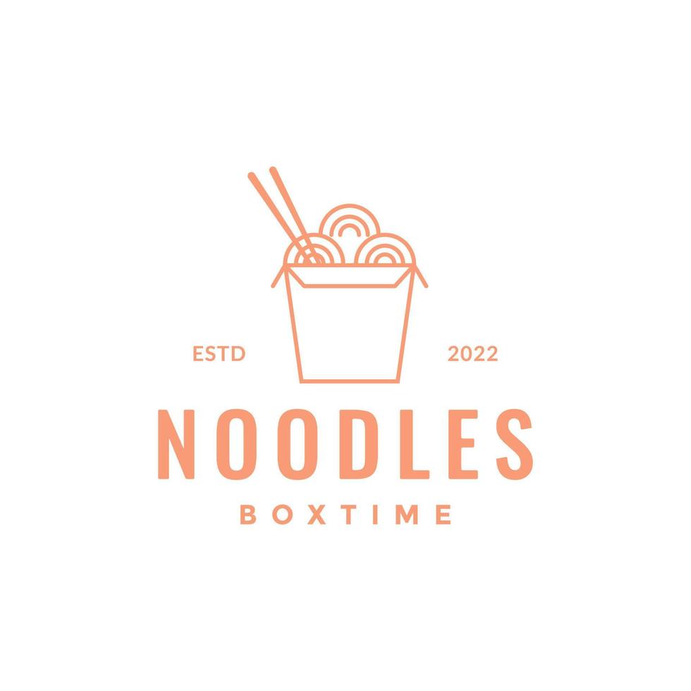 voedsel noodle doos papier voedsel straat smaak pittig modern gemakkelijk logo ontwerp vector
