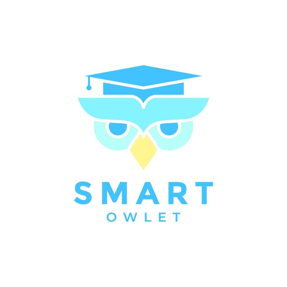 mascotte slim owlet schattig afgestudeerd hoed kleurrijk logo ontwerp vector icoon illustratie