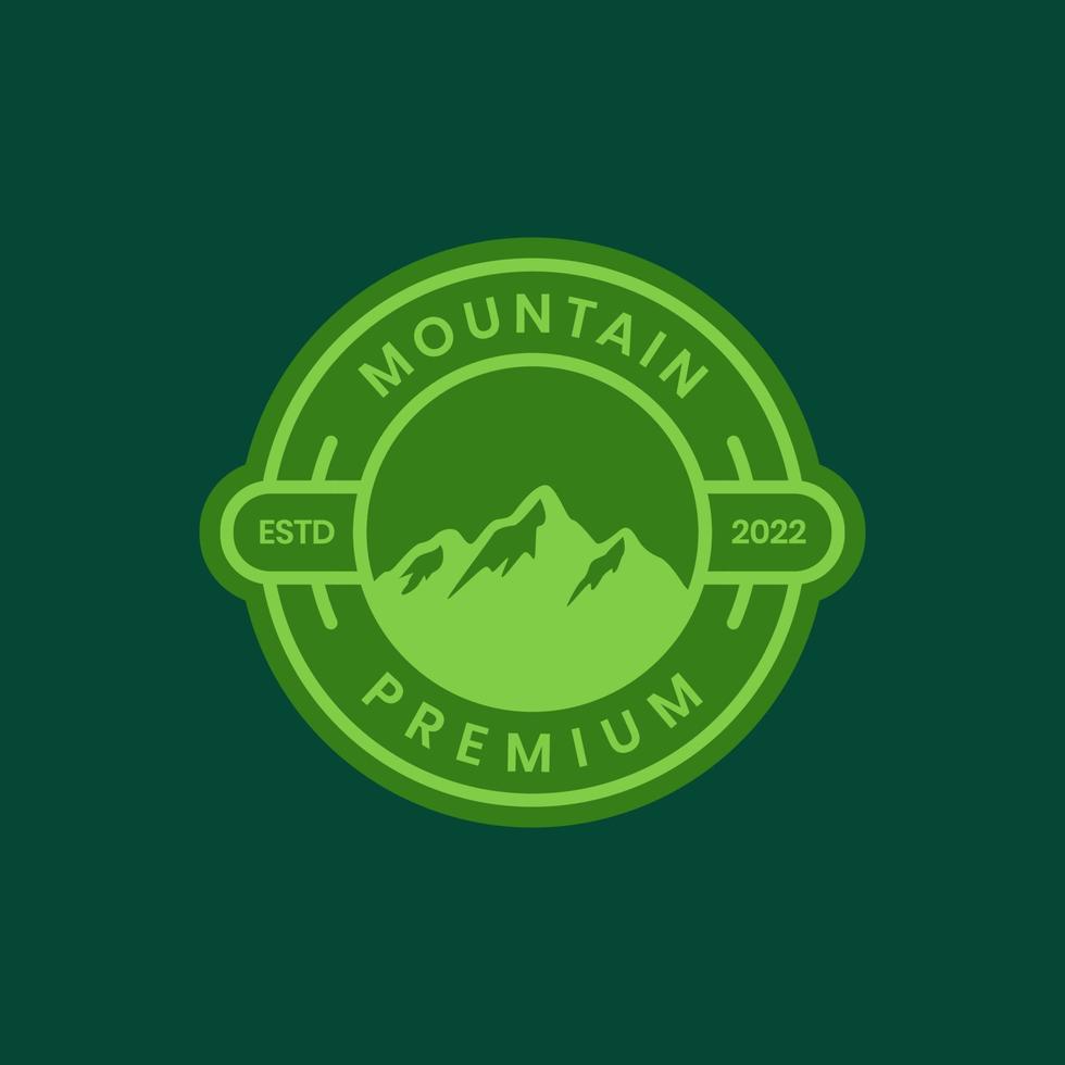 berg top hoog heuvel cirkel insigne wijnoogst logo ontwerp vector icoon