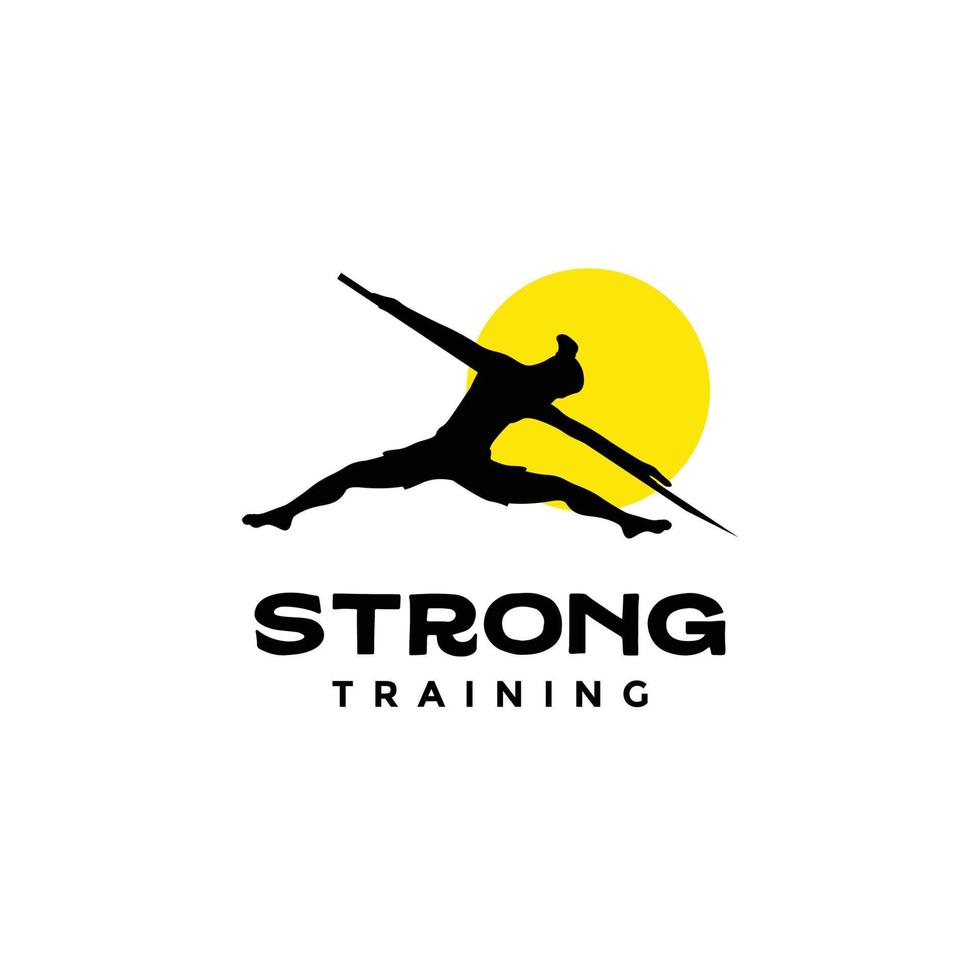 Mens opleiding sport cultuur jojutsu stok sterk Gezondheid logo ontwerp vector icoon illustratie