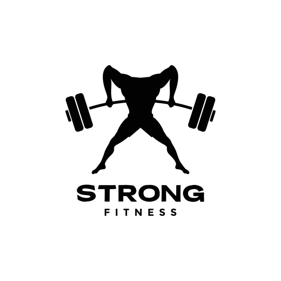 Mens sterk lichaam bouwen geschiktheid Sportschool gewichtheffen logo ontwerp vector icoon illustratie