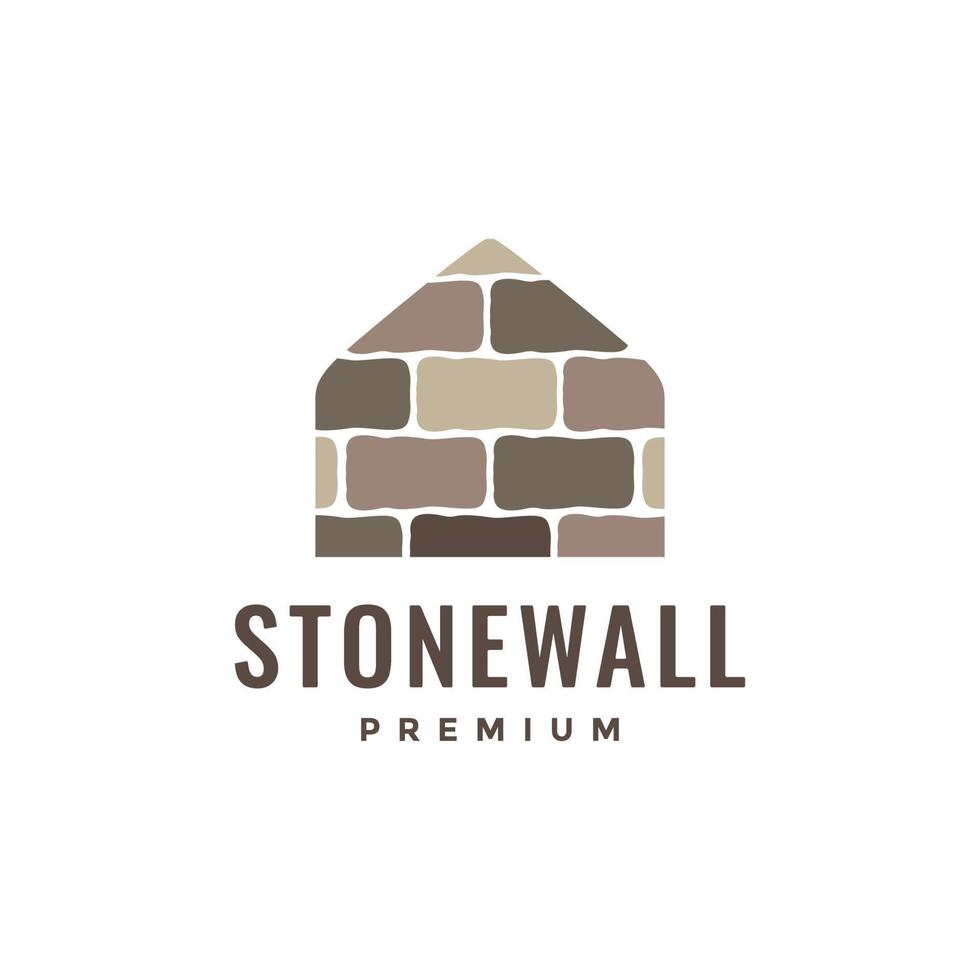 architectuur muur stenen huis kleurrijk logo ontwerp vector