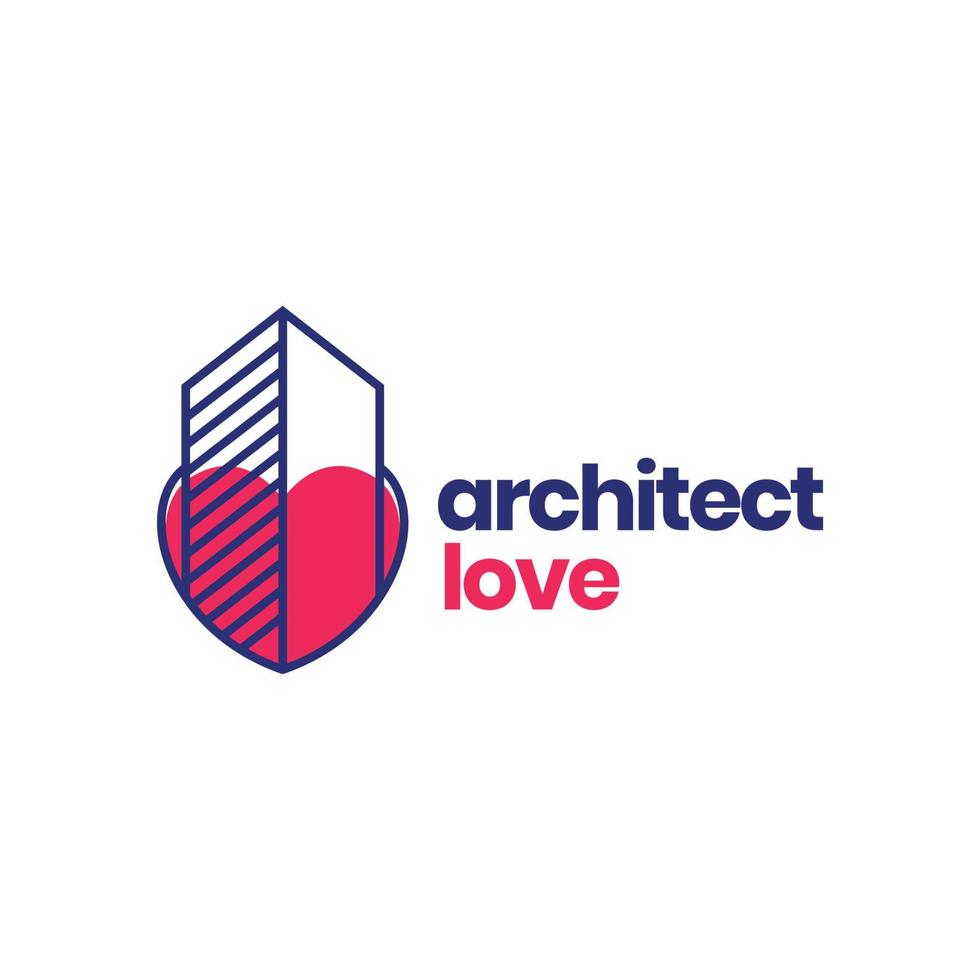 gebouw structuur architect liefde abstract minimalistische logo ontwerp icoon vector illustratie