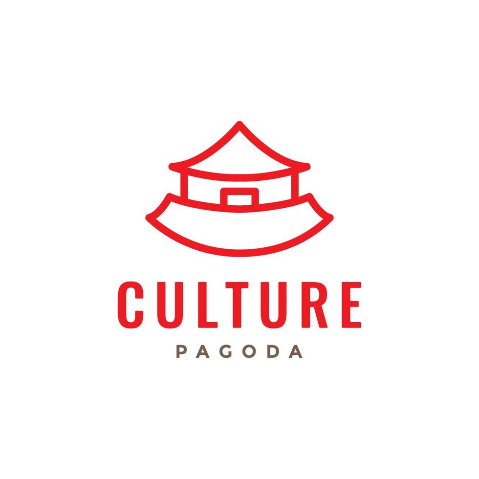 minimalistische architect cultuur Japans pagode religie lijn logo ontwerp vector icoon illustratie