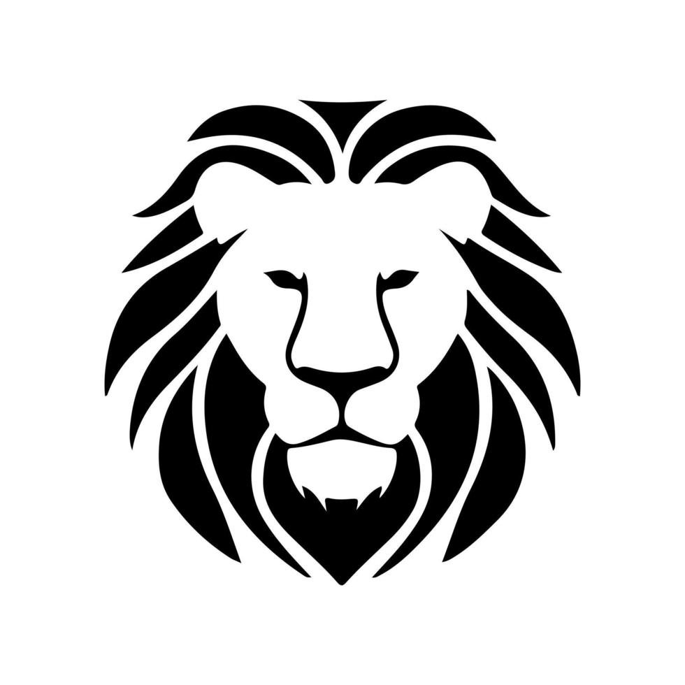 leeuw hoofd gezicht logo silhouet zwart icoon tatoeëren mascotte hand- getrokken leeuw koning silhouet dier vector illustratie