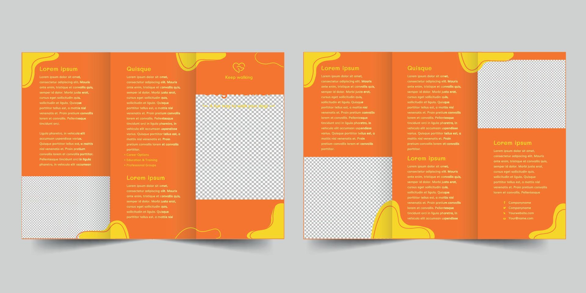 hond wandelaar drievoud brochure sjabloon, drievoud brochure boekhouding firma folder vector lay-out drievoud mockup pro vector