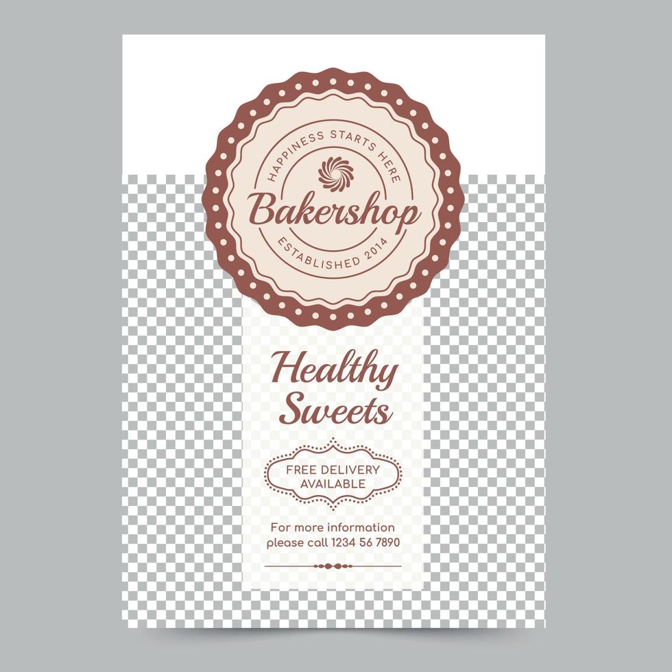sjabloon van bakkerswinkel gezond snoepgoed folder, ogenblik downloaden, bewerkbare ontwerp, pro vector