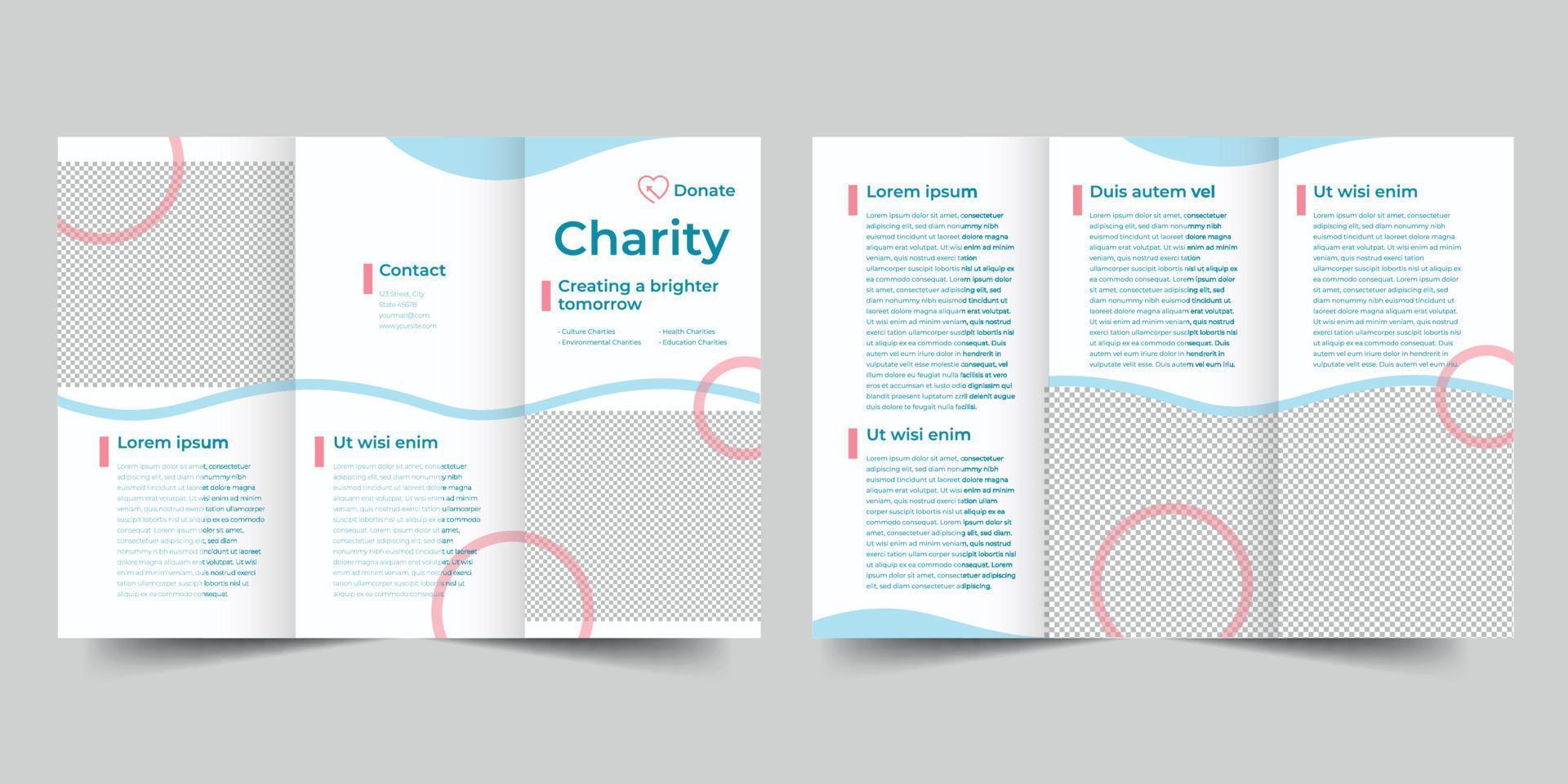 liefdadigheid drievoud brochure sjabloon, drievoud brochure boekhouding firma folder vector lay-out drievoud mockup pro vector