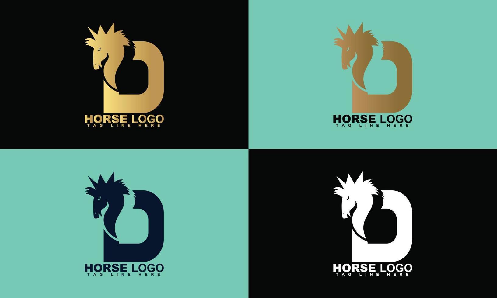 paard logo, paard brief iconisch vector ontwerp, gouden kleur paard logo,