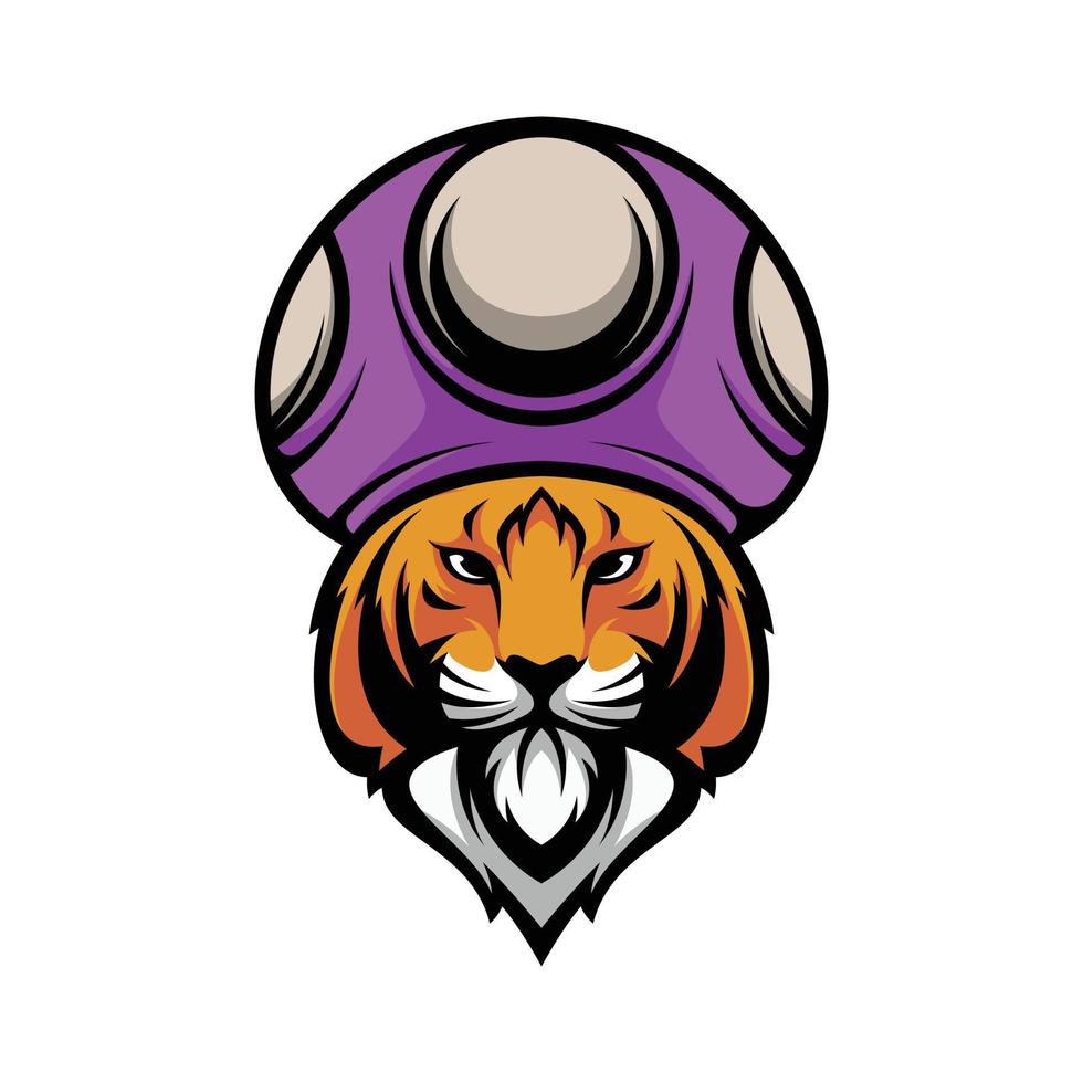 tijger paddestoel hoed mascotte logo ontwerp vector
