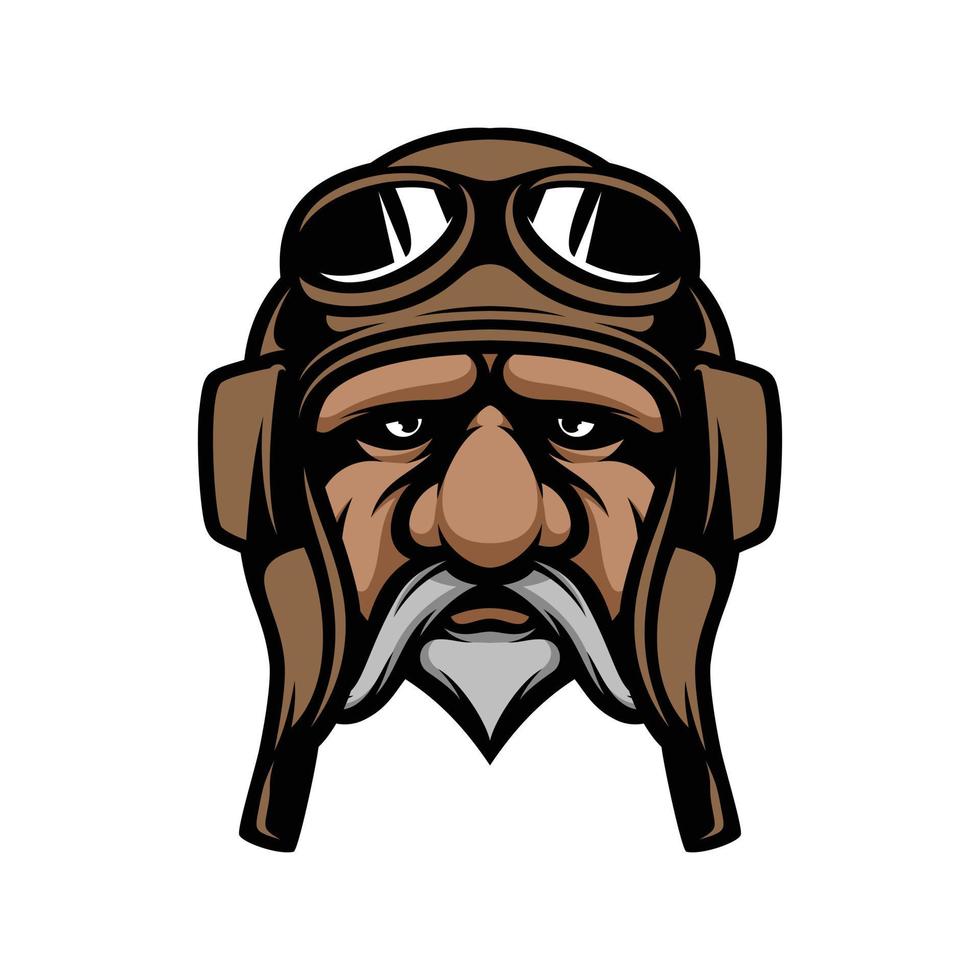 oud Mens piloot mascotte logo ontwerp vector