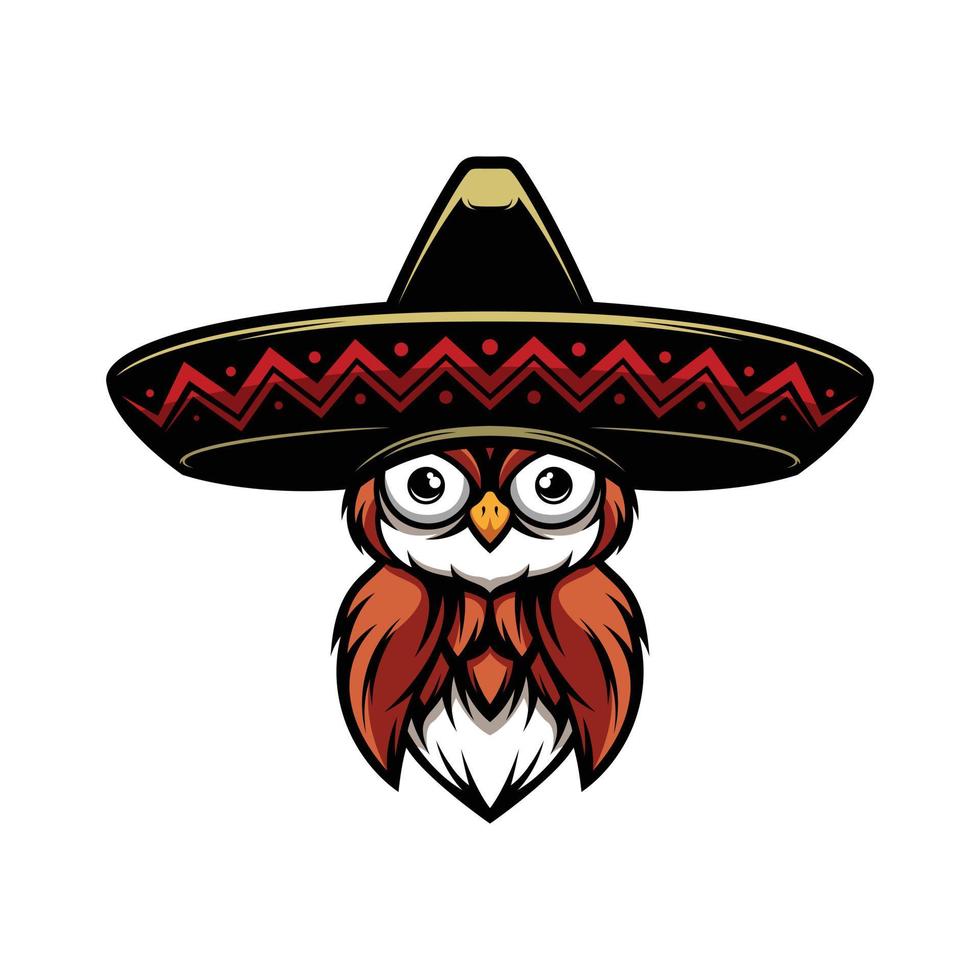 uil sombrero mascotte logo ontwerp vector