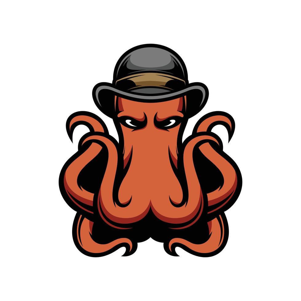 Octopus pet mascotte logo ontwerp vector