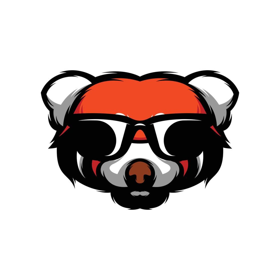 rood zonnebril panda mascotte logo ontwerp vector