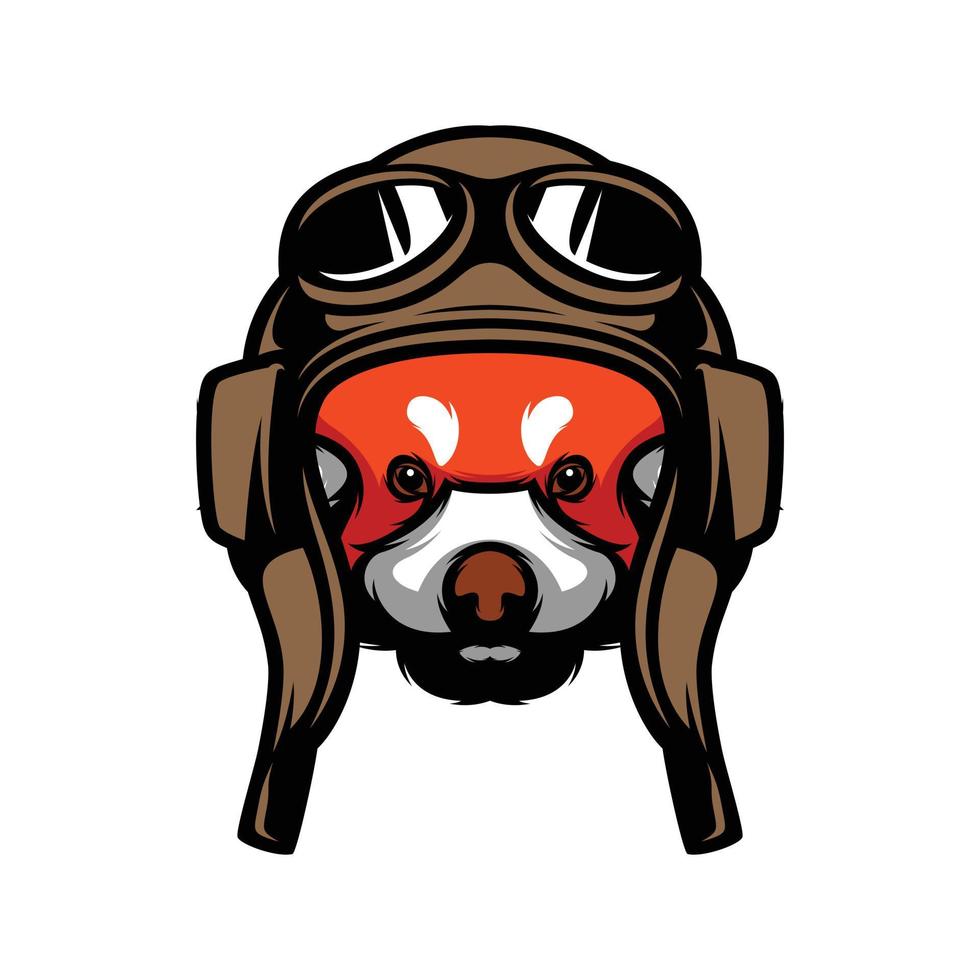 rood panda piloot mascotte logo ontwerp vector