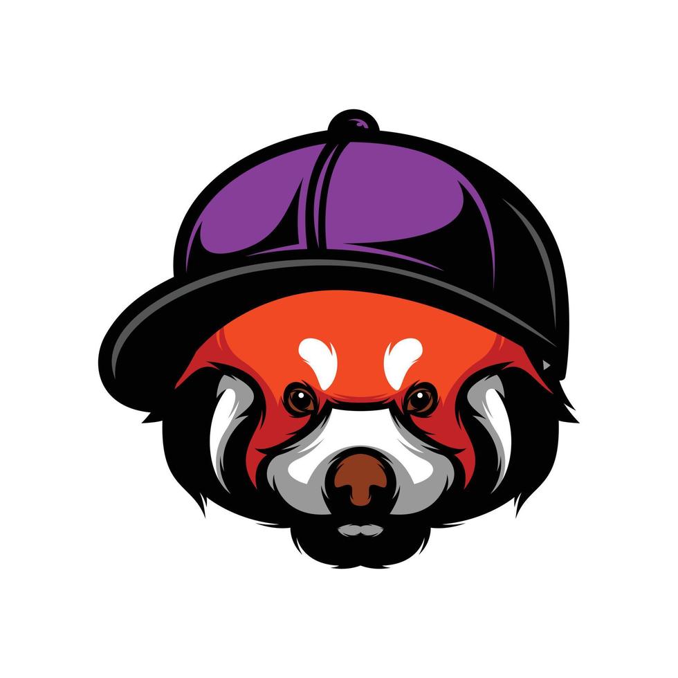 rood panda hoed mascotte logo ontwerp vector