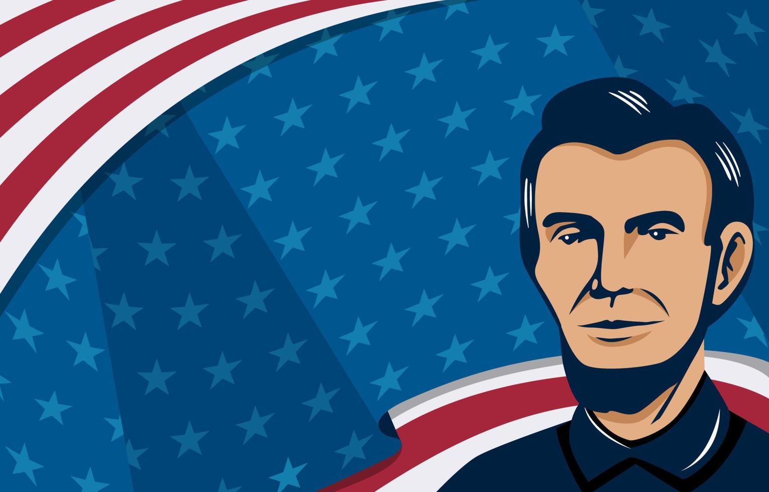 Abraham Lincoln met Verenigde Staten van Amerika vlag achtergrond vector