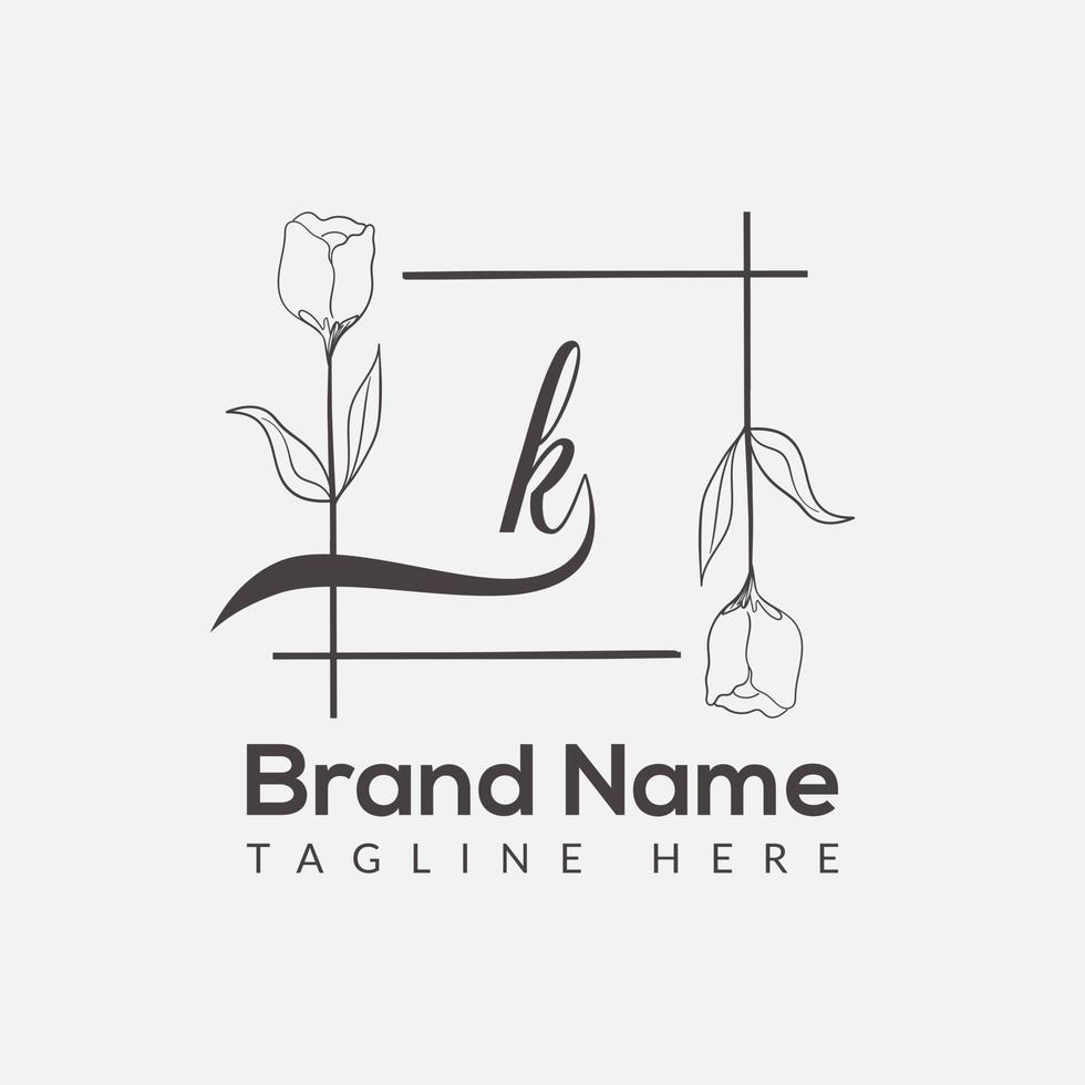 premie brief k logo icoon ontwerp. luxe sieraden kader edelsteen rand logo. schoonheid, mode, spa icoon, bloemen logo ontwerp vector