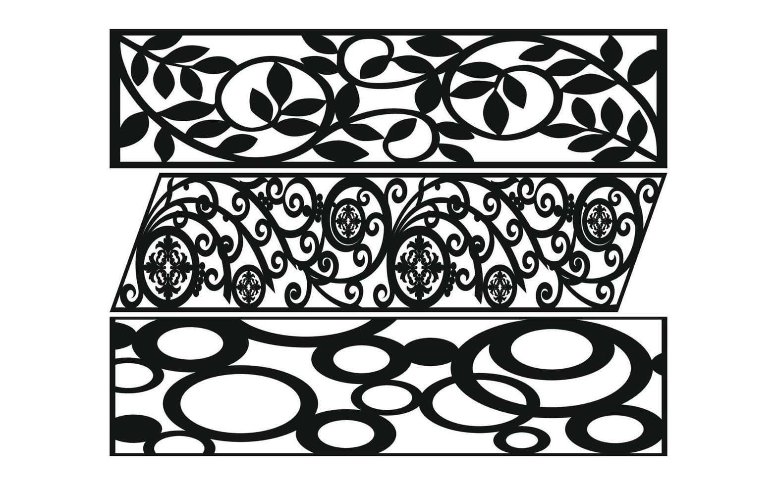 zwart patronen met wit achtergrond, Islamitisch vectoren met bloemen panelen voor cnc laser snijdend