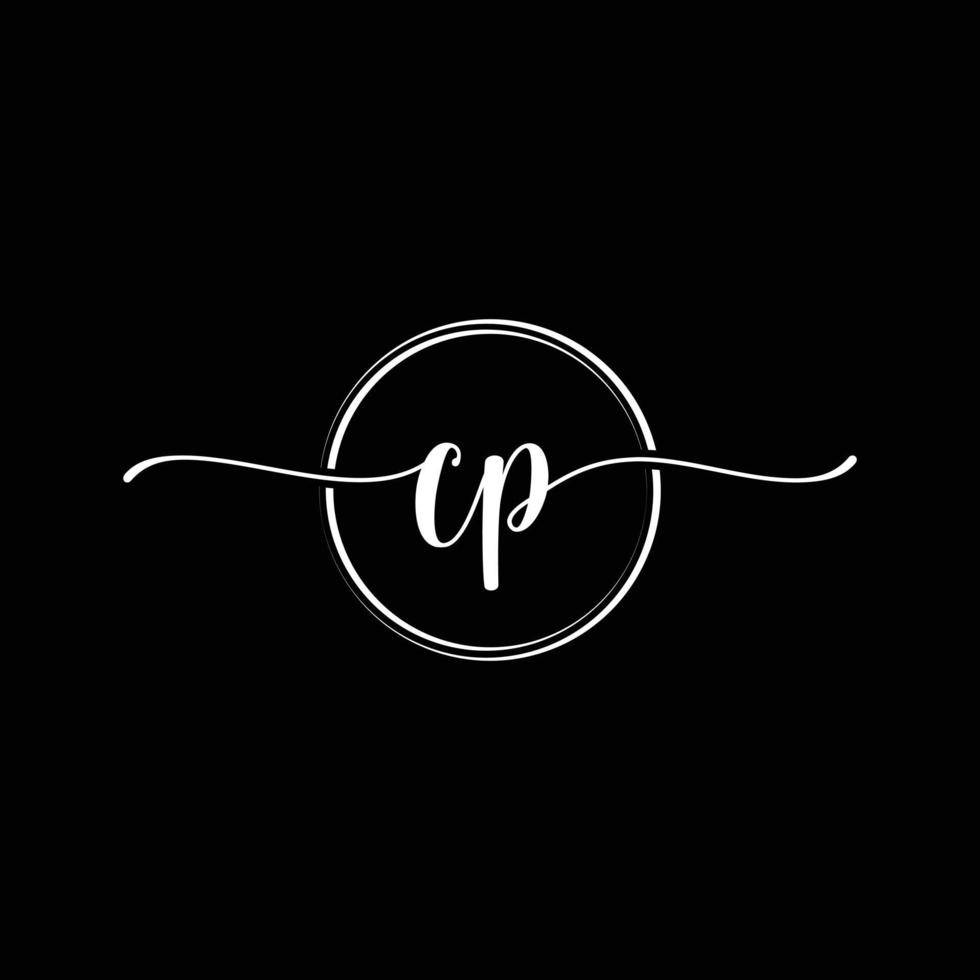 eerste handschrift cp logo sjabloon illustratie. cp brief schoonheid monogram logo vector