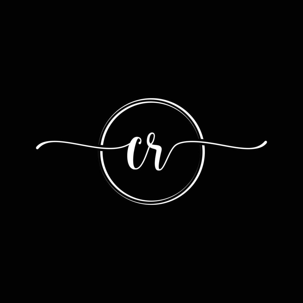 eerste handschrift cr logo sjabloon illustratie. cr brief schoonheid monogram logo vector