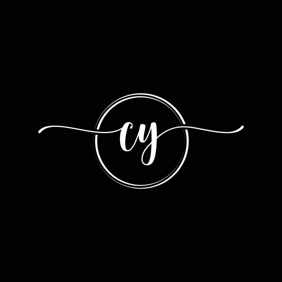 eerste handschrift cy logo sjabloon illustratie. cy brief schoonheid monogram logo vector