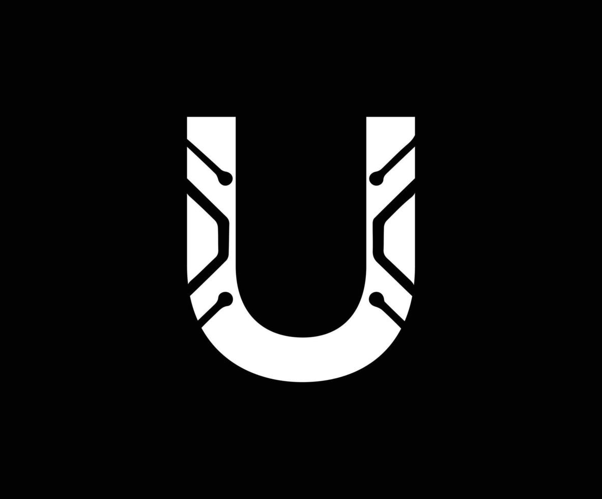 brief u logo, technologie en digitaal, u monogram logo vector