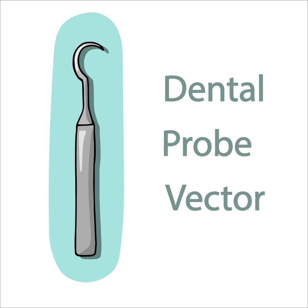 tandheelkundig sonde - vector illustratie met schaduw. metaal tandheelkundig instrument voor mondeling holte operaties