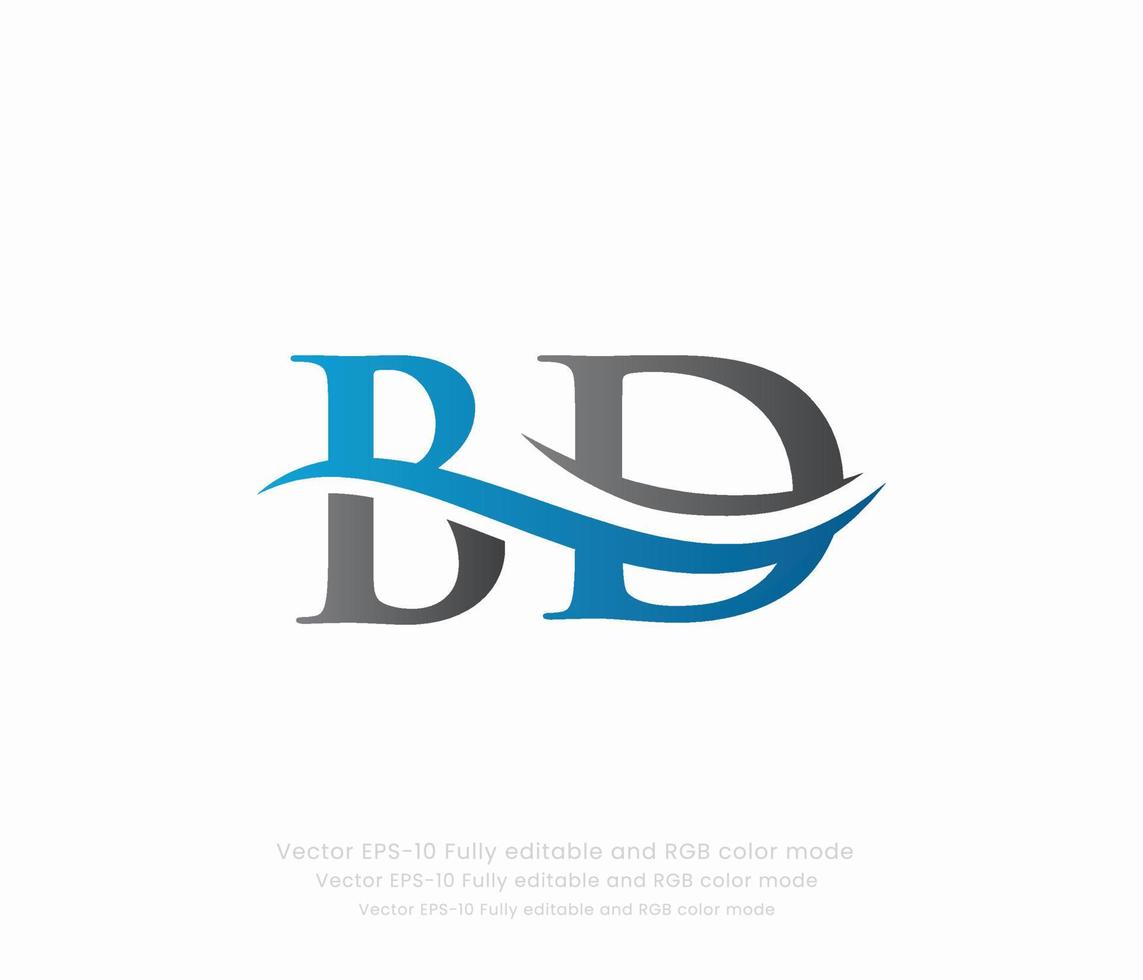 brief b d gekoppeld logo vector