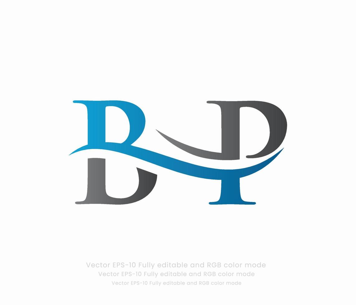 brief b p gekoppeld logo vector