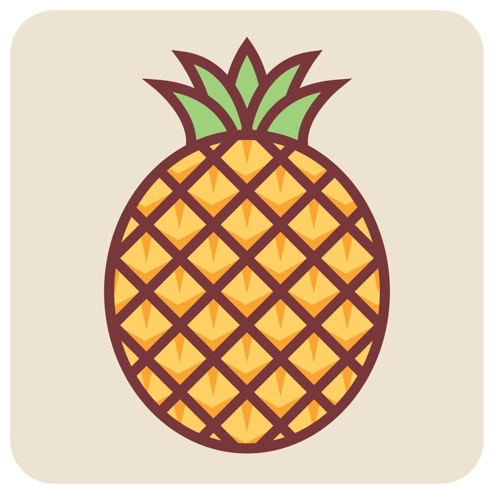 gevulde kleur schets icoon voor ananas. vector