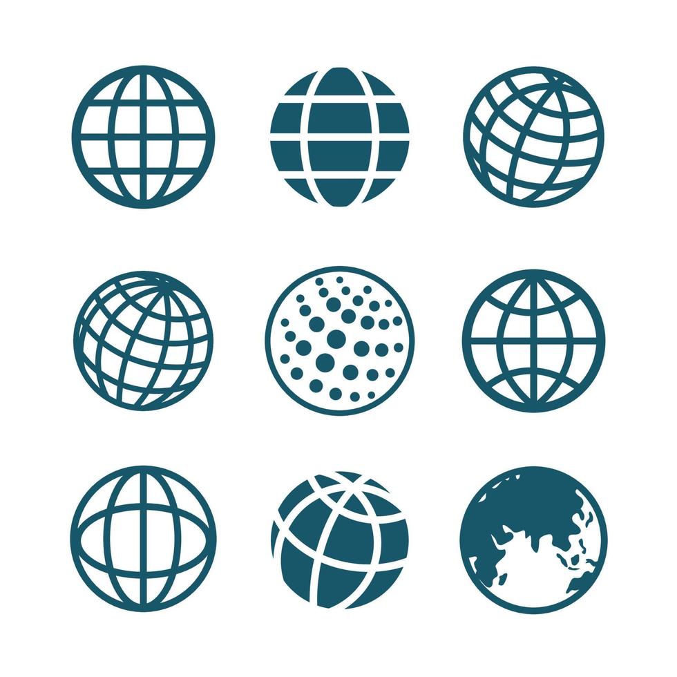 wereldbol rooster lijn pictogrammen set, schets vector symboolcollectie, aardrijkskunde aarde wereldbol planeet vector illustratie