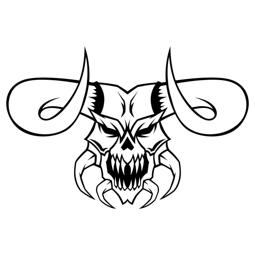demon vector zwart en wit duivel hoofd logo mascotte sjabloon