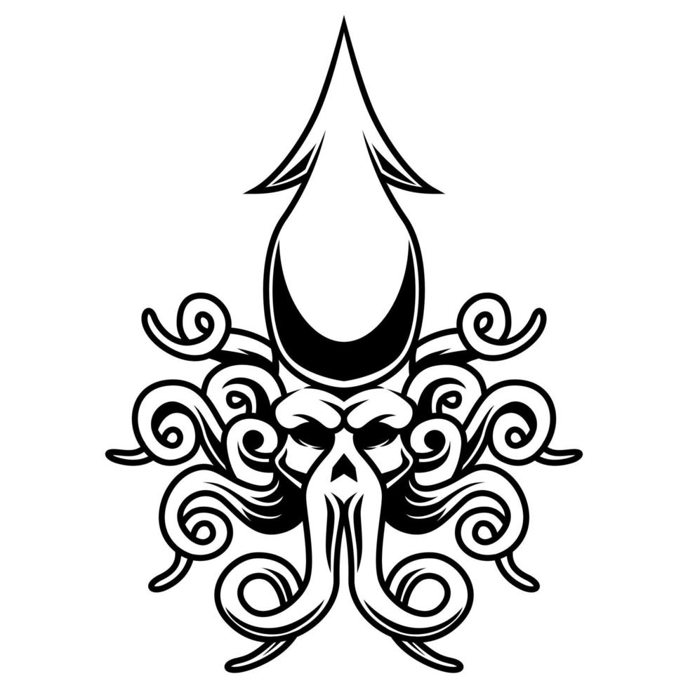 Octopus vector zwart en wit logo ontwerp mascotte sjabloon