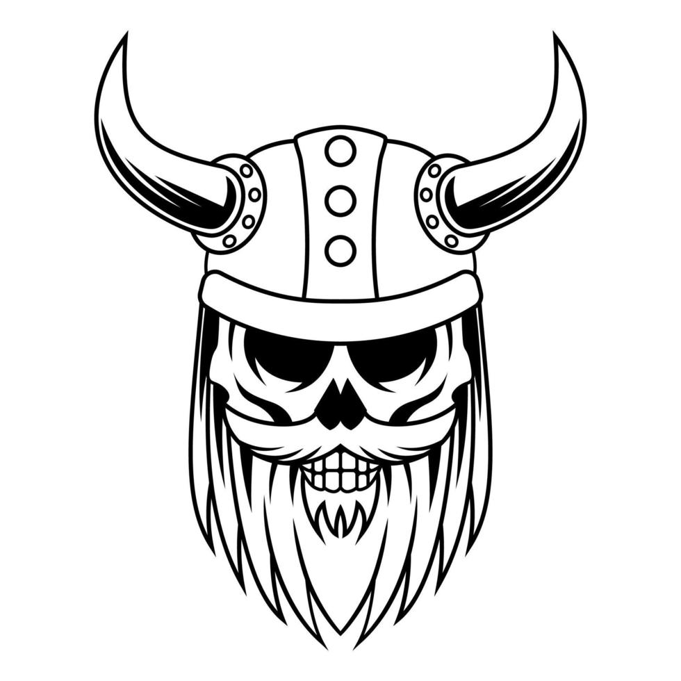 viking schedel vector oud Mens zwart en wit mascotte logo ontwerp sjabloon illustratie