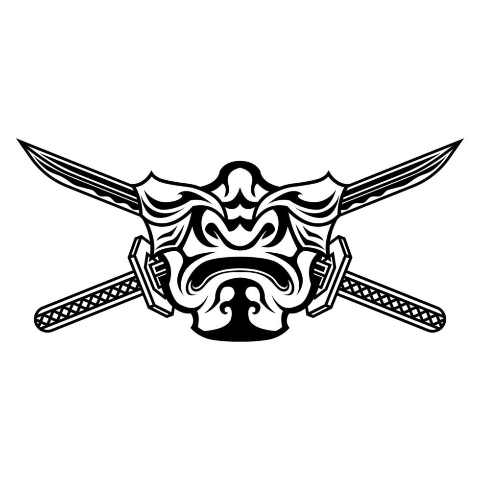 masker van samurai krijger vector zwart en wit logo illustratie