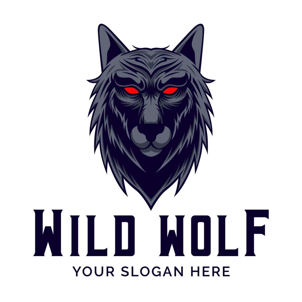 wolf hoofd mascotte logo ontwerp vector illustratie in modern stijl