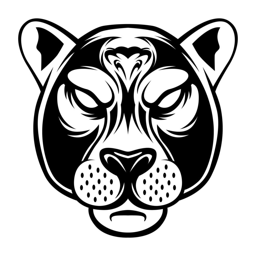 panter vector. panter hoofd tekening zwart en wit logo ontwerp vector illustratie in modern stijl ontwerp