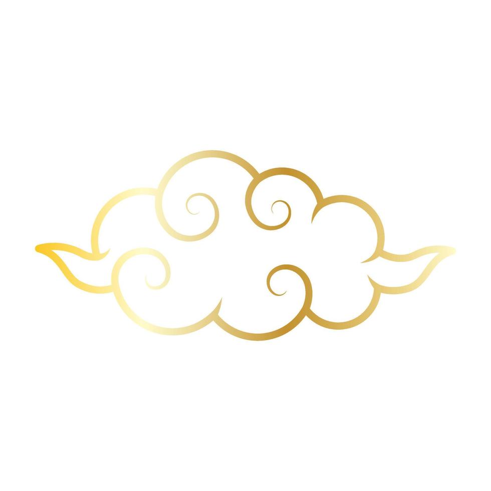 gouden Chinese wolk lijn icoon. vector