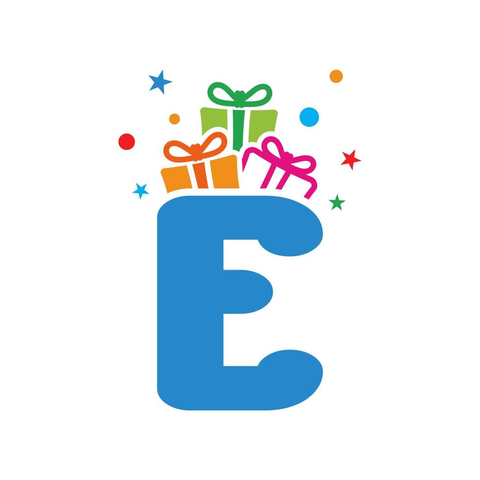 eerste e geschenk logo vector