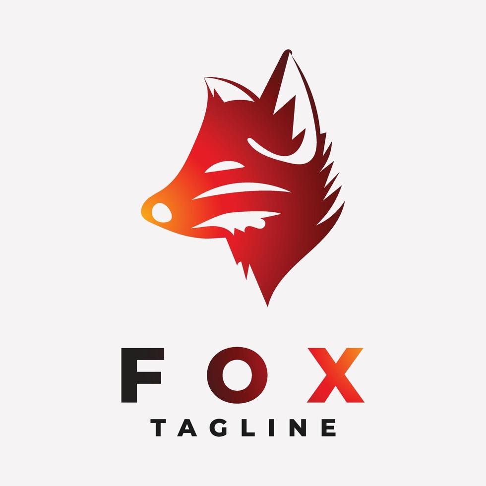 helling rood vos hoofd dier logo sjabloon vector