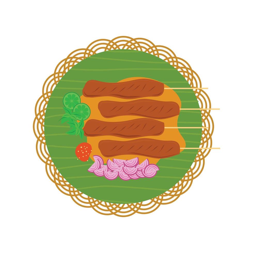 illustratie van saté ponorogo, traditioneel vleespen van Indonesië. geschikt voor Indonesisch voedsel inhoud, menu, of infografisch. vector