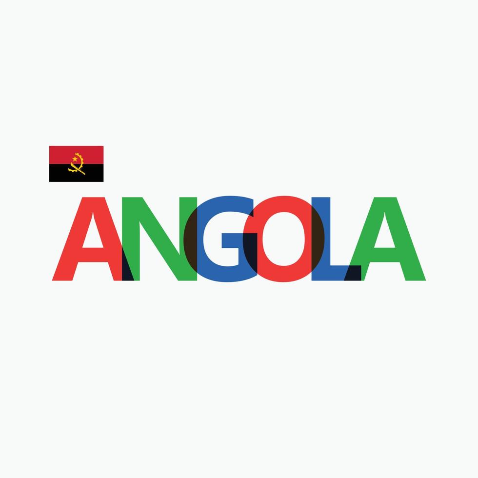 Angola kleurrijk typografie met haar nationaal vlag. Afrikaanse land typografie. vector